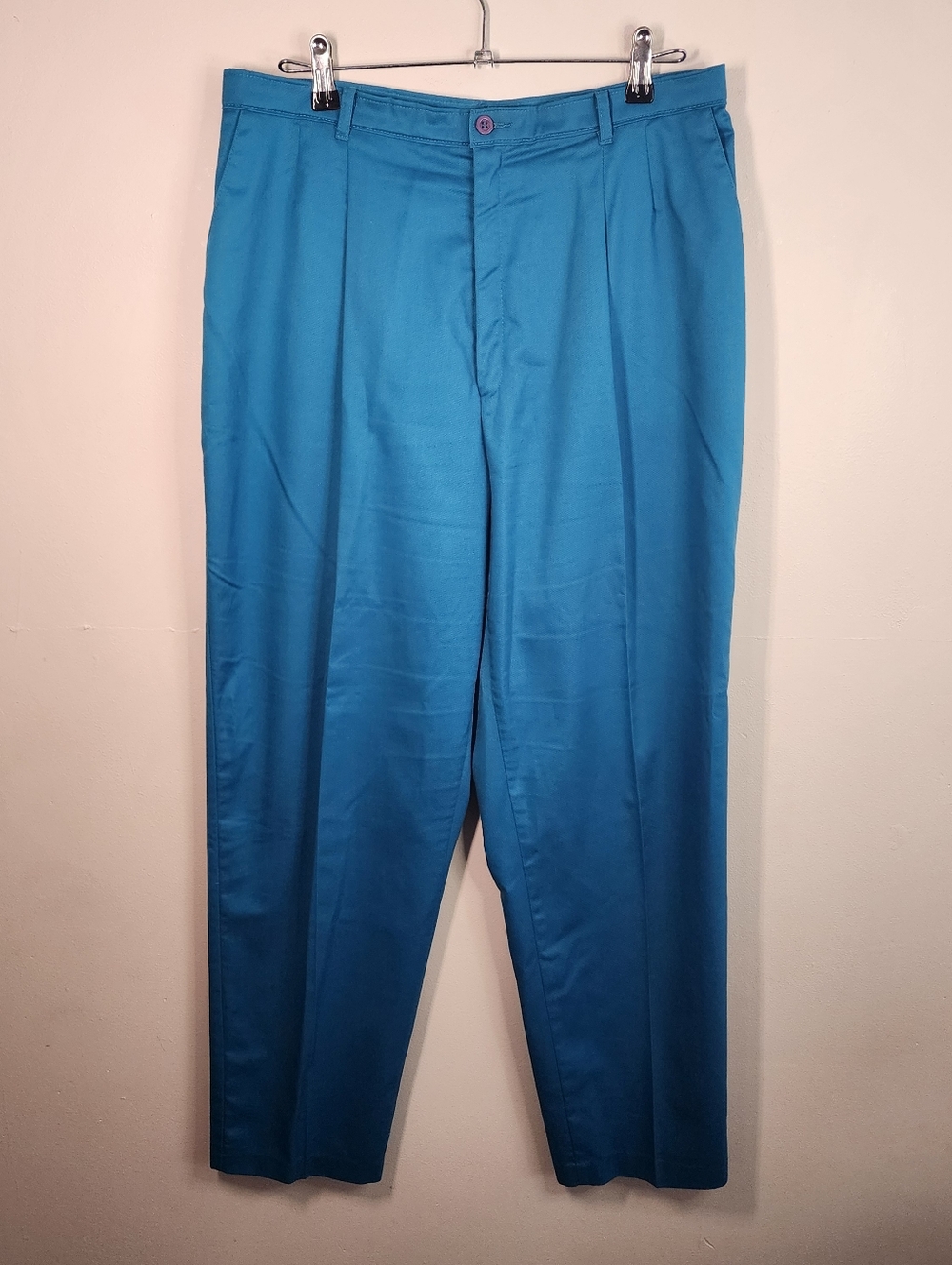 Vintage 1990s Levis Sportswear Womens Pleated Dress Pants Size 18 Teal Blue USA